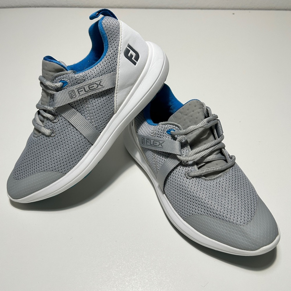 FootJoy Flex Mens Spikeless Golf Shoes Grey Blue 95727 Size 6.5 M